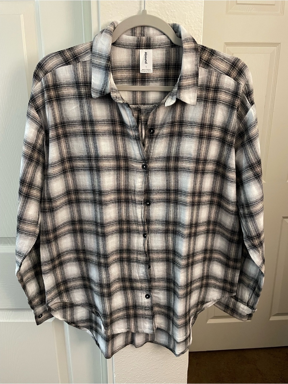 Abound women brown and White Plaid Button-Down Shirt
